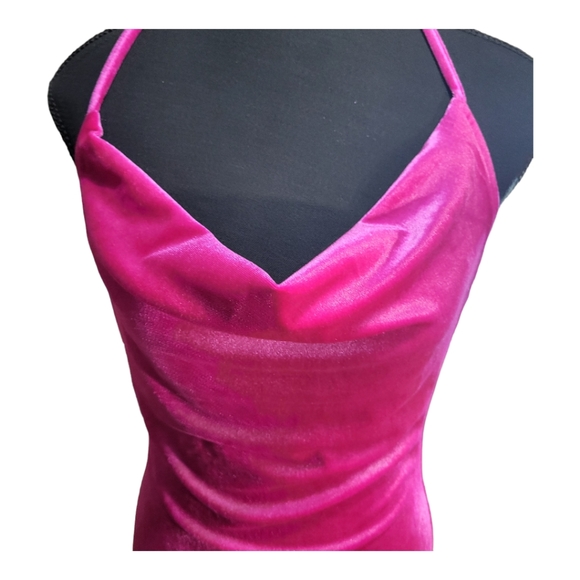 Trendyol cowl neck midi cami dress in pink velvet (NWT) - Picture 7 of 10